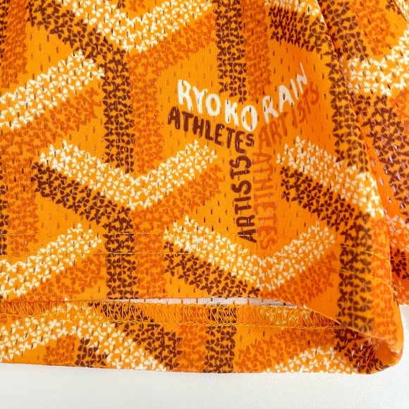 Ryoko Rain Designerr Shorts Printed Mesh R Patch Artists Athletes Orange Small - Picture 8 of 16